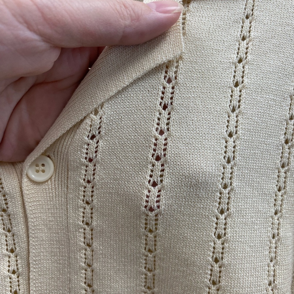 Cream Short Sleeve Knit Shirt - Picture 4 of 5